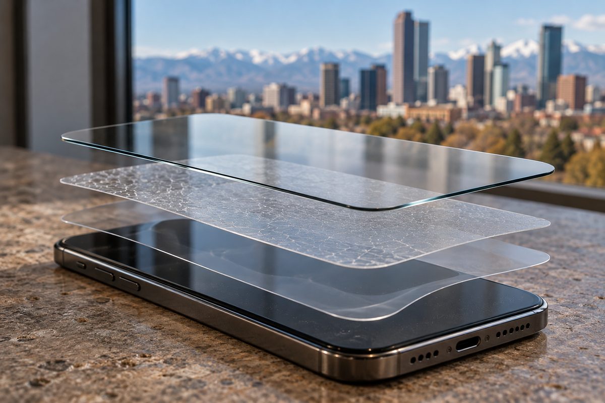Dual-layer rugged case shown separated into rigid outer armor and internal shock-dampening sleeve.
